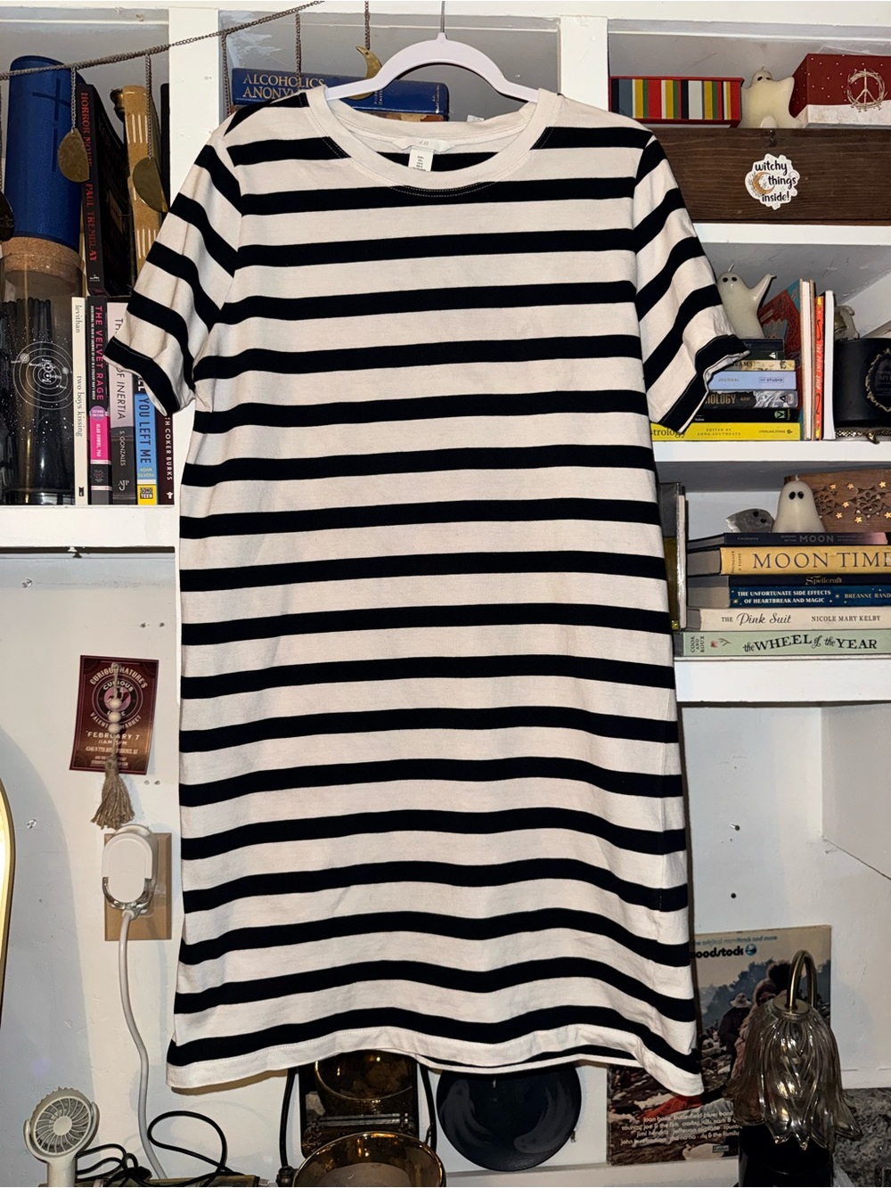H&M Navy and White Striped Tee Dress